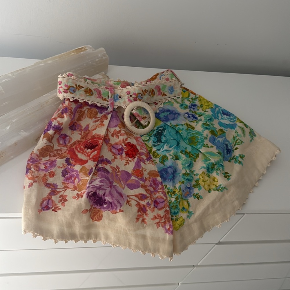 Zimmermann High Waist Floral Shorts - Cream and Multicolor - Picture 7 of 8